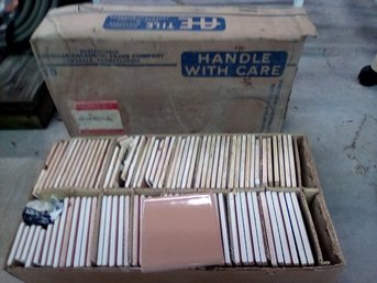 Ceramic Tiles 35 New - Dark Tan - Mfg. American Encaustic Tiling Company, Lansdale, PA & Spacers