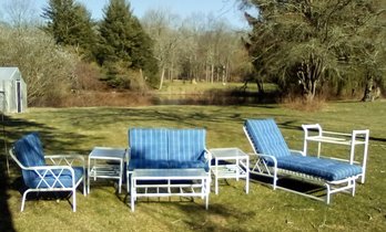 8 Unit Outdoor Patio Set - Chaise Lounge, 2 Chairs, Sofa, Coffee Table, 2 End Tables & Serving Cart