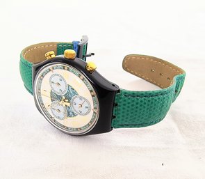 Vintage Swatch Watch With Leather Strap
