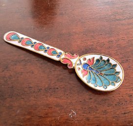 Decorative Metal Spoon With Enameled Design