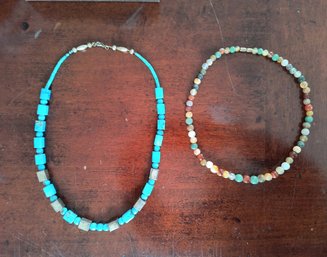 Two Necklaces With Stone Beads