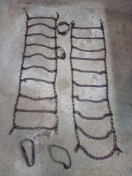 Pair Of Vintage, Heavy Metal Link, Winter Snow Tire Chains