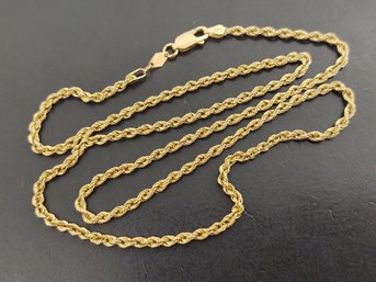 VINTAGE 14K GOLD 3mm ROPE CHAIN NECKLACE