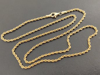 VINTAGE 10K GOLD 2mm ROPE CHAIN NECKLACE
