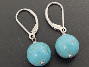 STERLING SILVER TURQUOISE BALL EARRINGS