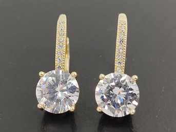 BEAUTIFUL GOLD OVER STERLING SILVER CZ EARRINGS