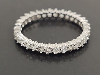 BEAUTIFUL STERLING SILVER CZ ETERNITY BAND RING