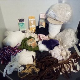 Box Full Of Sewing Notions, Some New Plus Lace, Eyelet, Seam Binding, Rick Rack, Ribbon & More