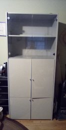 Tall Laminate & Glass Cabinet With Lots Of Storage Space