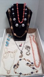 Unique Vintage Necklaces, Sailboat Pin, Chunky Jewelry, Fine Glass Beads, Lucerne Watch RC/D3