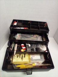 Fishing Tackle Box With Kiwi Magic Flies, Leaders, Lures, Hooks, Fin Strike Items, Bobbers RC/D4