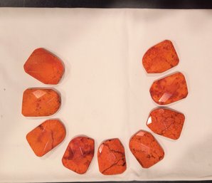 Glossy Orange Stone-like Beads For Jewelry Making