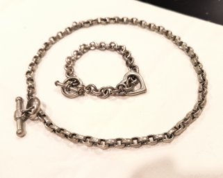 Set Of Thick Chain Necklace And Bracelet