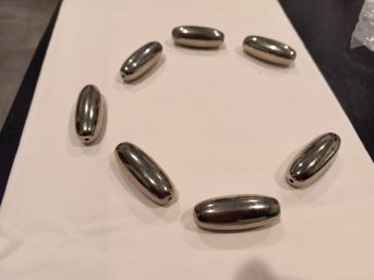 Lot Of Modern Silver Toned Jewelry Beads - See Many More In This Sale