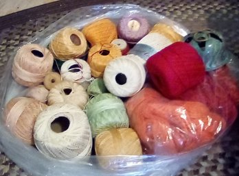 Bag Of Crochet Thread - Clark's, Coats & Clark's, K.T.C.O. Silkateen, Some Unmarked  Crewel Yarn
