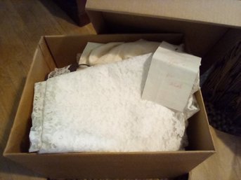 Box Of Mostly Lacy Fabrics & Sewing Notionns