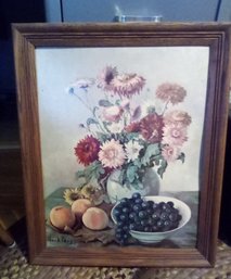 Vintage Hank Bog Still Life On Textured Cardboard In Wood Frame