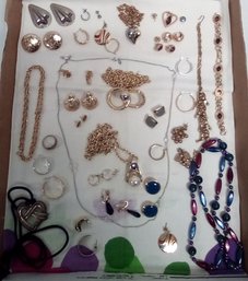Exceptional Choices Jewelry Lot - Earrings, Necklaces, Locket, Bracelets & Silverplated Ring JJ/A4
