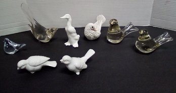 8 Collectible Bird Statues - In Glass And/or Crystal, Ceramic & Porcelain   BS/E58