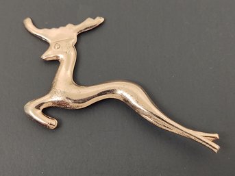 VINTAGE CORO ROSE GOLD OVER STERLING SILVER JUMPING DEER BROOCH