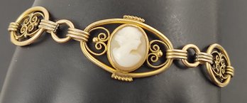 ANTIQUE ART NOUVEAU GOLD FILLED NATURAL SHELL CAMEO BROOCH