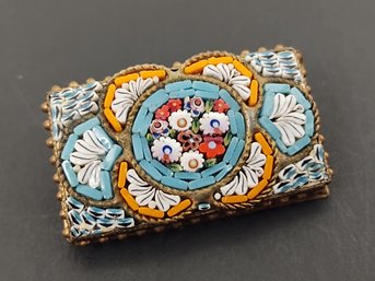 ANTIQUE ITALIAN MICROMOSAIC FLOWERS BROOCH