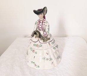 Possibly Staffordshire Hand Painted Porcelain 'cookie Jar' Figurine