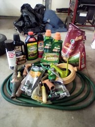 Garden/yard Lot - Water Hose, Attachments, Bug Remedies, Weed B-gone, Hand Garden Tools, Seeds