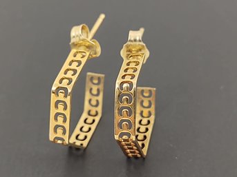 VINTAGE 14K GOLD GEOMETRIC SHAPED HOOP EARRINGS