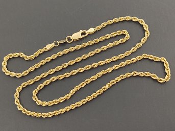 VINTAGE 14K GOLD 3mm ROPE CHAIN NECKLACE