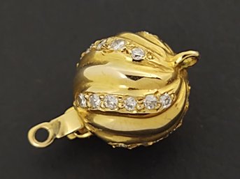 VINTAGE 14K GOLD & DIAMOND BALL CLASP FOR A NECKLACE