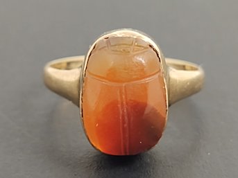 ANTIQUE VICTORIAN 10K GOLD CARVED CARNELIAN SCARAB RING