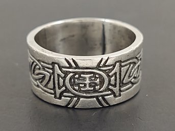 VINTAGE MEXICAN STERLING SILVER CELTIC DESIGN BAND RING