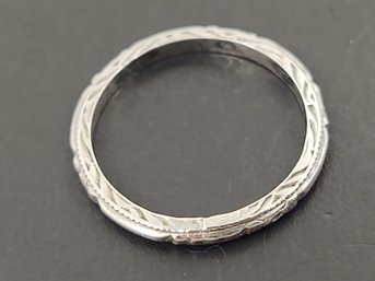 ANTIQUE ART DECO STERLING SILVER ETCHED WEDDING BAND RING