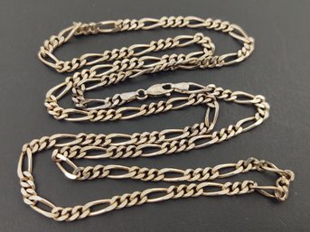 VINTAGE STERLING SILVER 4mm FIGARO CHAIN NECKLACE