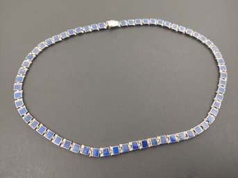 VINTAGE MEXICAN STERLING SILVER LAPIS INLAID NECKLACE