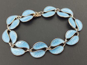 VINTAGE NORWEGIAN DAVID ANDERSEN STERLING SILVER ENAMEL LEAF BRACELET