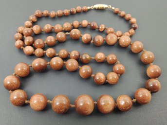 VINTAGE ART DECO GOLDSTONE GRADUATED BEADED NECKLACE