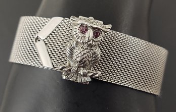 VINTAGE DESIGNER SARAH COVENTRY SILVER MESH OWL BRACELET