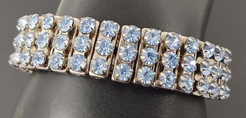 VINTAGE BLUE RIVETED RHINESTONE STRETCH BRACELET