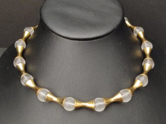 BEAUTIFUL 1993 MMA GOLD TONE & LUCITE BEADED NECKALCE