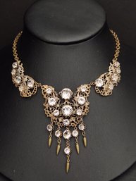 ANTIQUE ART NOUVEAU CRYSTAL RHINESTONE FESTOON NECKLACE