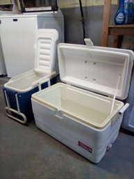 Two Large Coolers (1 Igloo Brand) For Camping, Picnics, Social Events & Backyard Needs