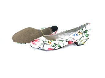 Never Worn Pair Of Fabric Covered Shoes In A Floral Pattern