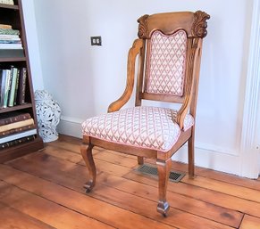 Antique Chair With Upholstered Seat With Piping Detail