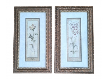Pair Of Flower Artworks In Matching Frames
