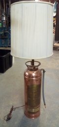 Vintage Copper & Brass Working Lamp Repurposed From Soda Ash Fire Extinguisher