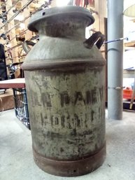 Large Vintage Metal Milk Can Mitchel Dairy Co., Bridgeport, CT Is Two Feet Tall