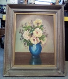 Original Still Life Oil On Canvas Signed By Maisie Plotkin '66 & Wood Framed