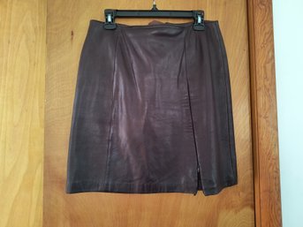 Dark Brown Leather Mini Skirt